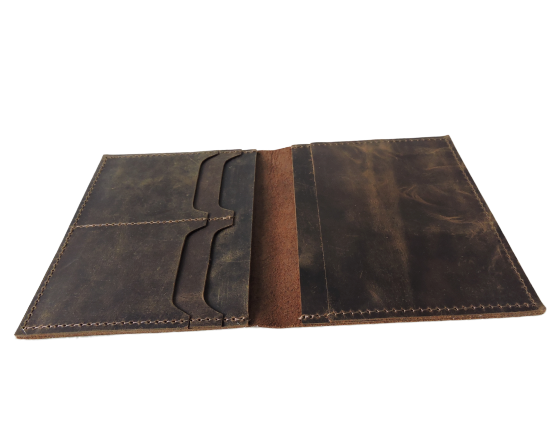 Leather Vintage Brown Card Organizer Handmade Leather Passport Holder with Many Card Case