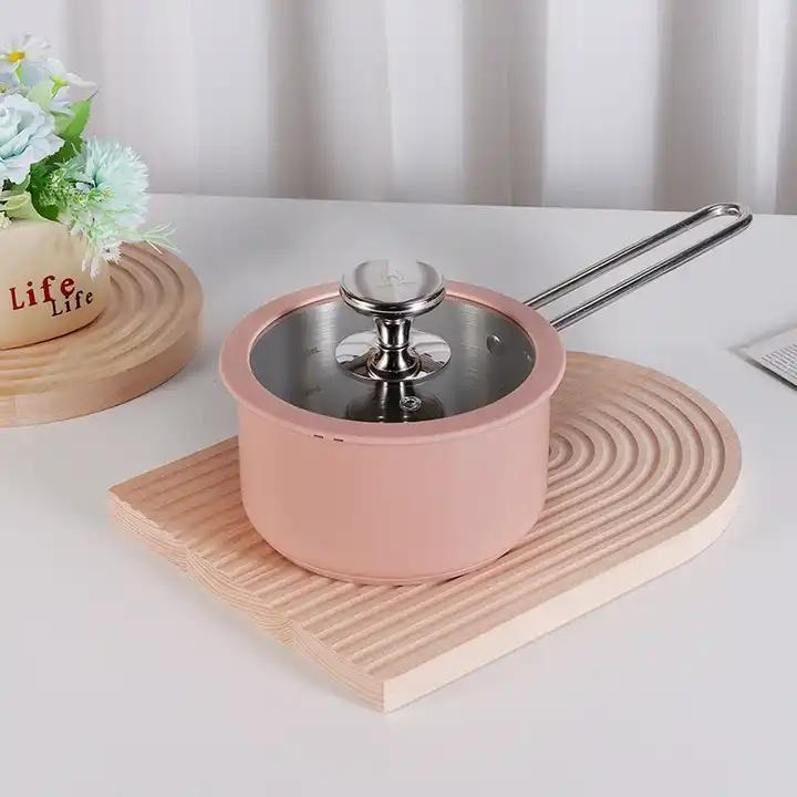 Purec Ceramic Paint Induction  Cooking Pot Stainless Steel Nonstick Pink Cookware Sets