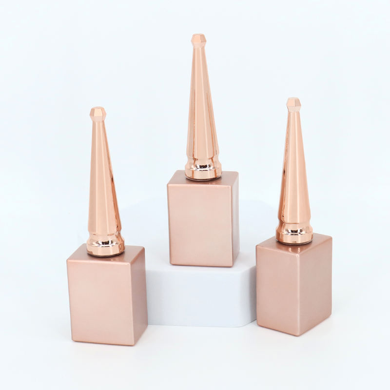 15.5ML square nail polish glass bottle with brush galvanized gold bottle uv glue glass packaging