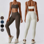 Workout Wear High Waisted Workout Yoga Leggings And Bra 2 Piece Yoga Set Custom Fitness Wear Sports Suits Yoga Sets For Women