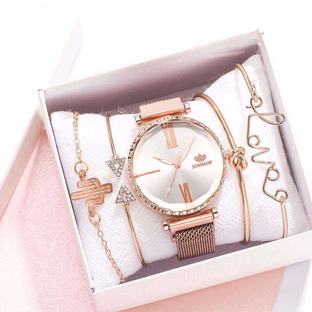 Leather Analog Quartz WristWatch Lady Watch Set Reloj Mujer ow05