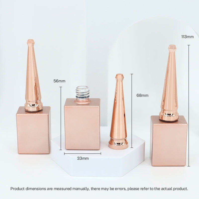 15.5ML square nail polish glass bottle with brush galvanized gold bottle uv glue glass packaging