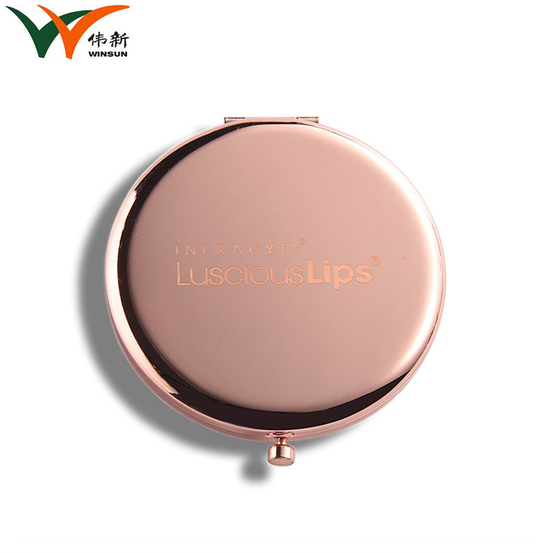 Round Cosmetic Makeup Pocket Mirror Portable Mini Rose Gold Custom Logo Hand Mirror