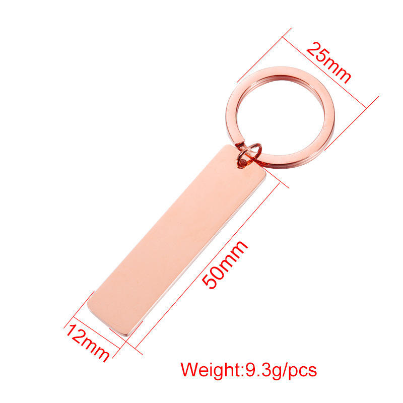 Blanks Strip Bar DIY Stainless Steel Keychain For Engrave Gold Rose Gold Silver Color Metal Keychain Mirror Polished