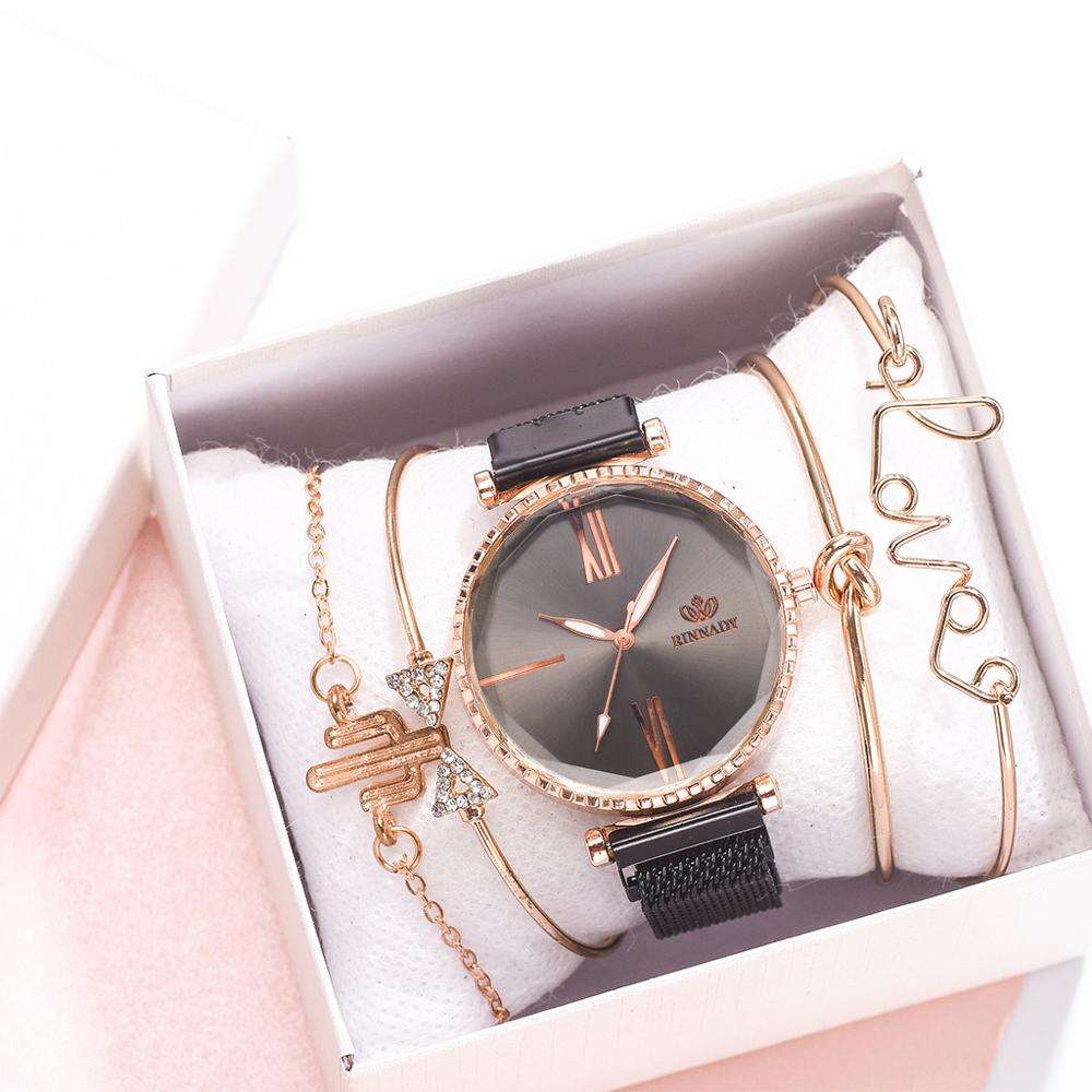 Leather Analog Quartz WristWatch Lady Watch Set Reloj Mujer ow05