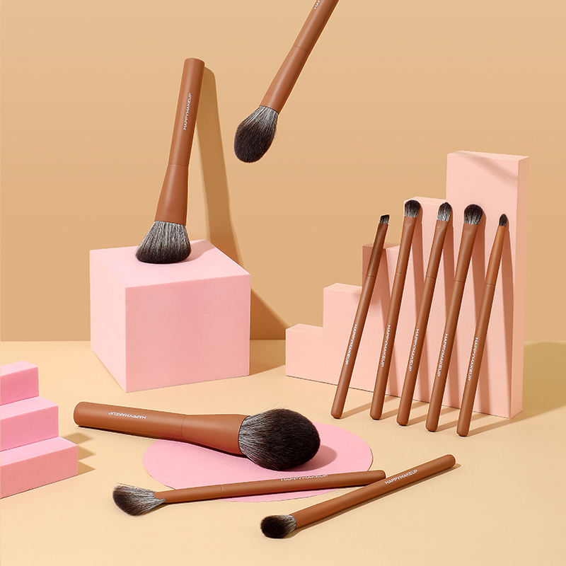 Luxury Premium Vegan Brown Cosmetic Makeup Brush Set