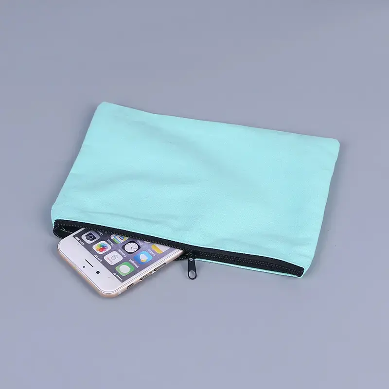 Cotton Plain Canvas Terry Cloth Zipper Pouch Cosmetic Bag Portable Travel Makeup Pouch