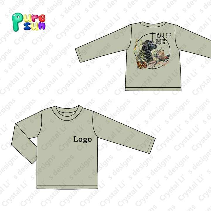 Hot Stamping Long Sleeve Boy Shirts Cotton Custom Shirt For Hunting Boy