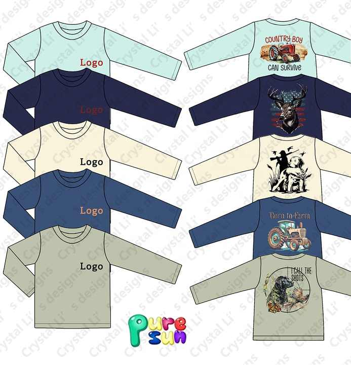 Hot Stamping Long Sleeve Boy Shirts Cotton Custom Shirt For Hunting Boy