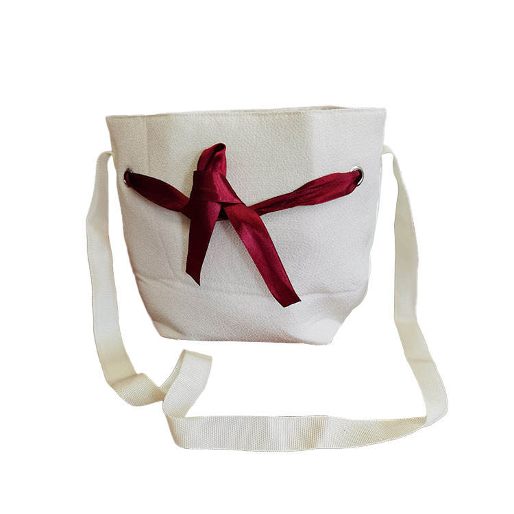 Cotton Shoulder Bag Canvas Tote Bag Messenger Canvas Pouch Red Ribbon Bag