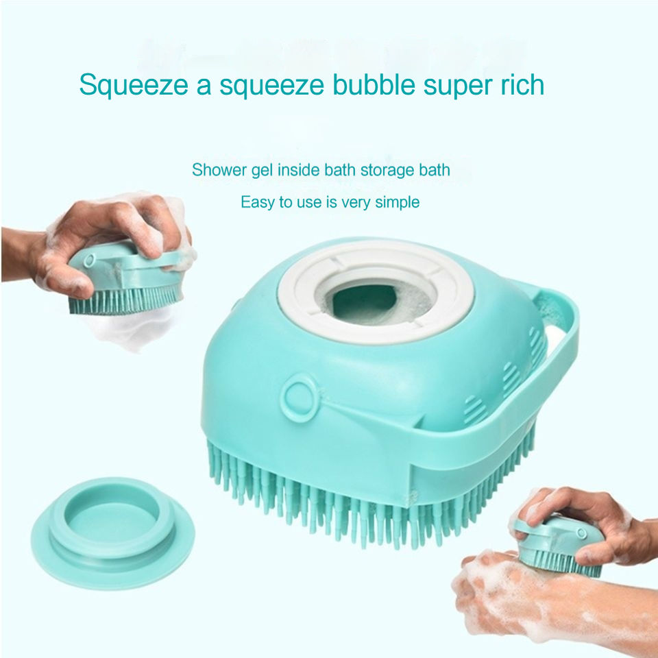 Dog bath brush with soap dispenser pet comb brush