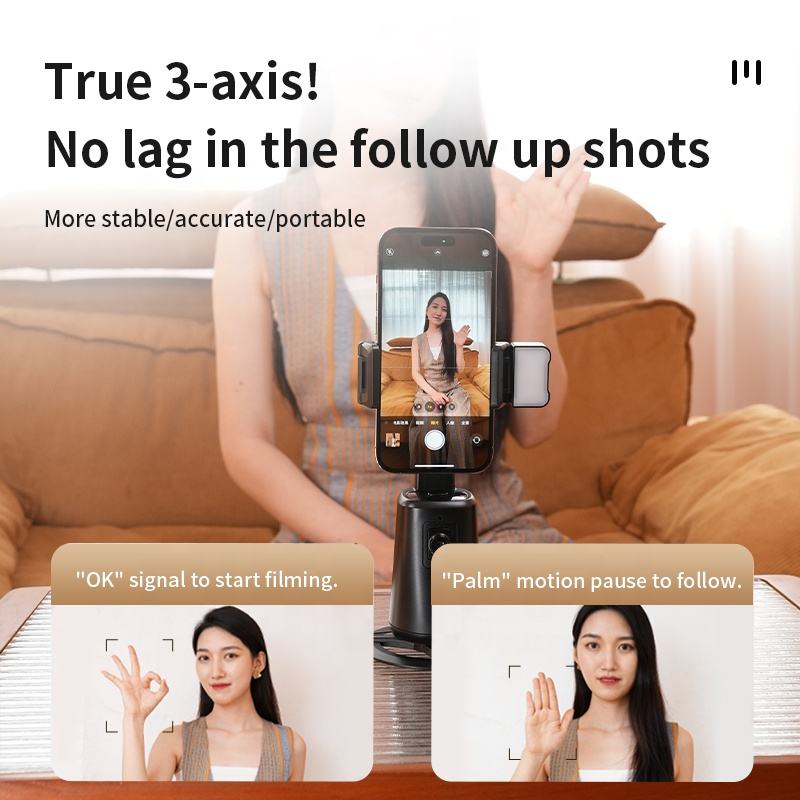 adjustable selfie stick auto face tracking gimbal stabilizer phone tripod - smartphone holder 1 piece 360 rotation s A200mart