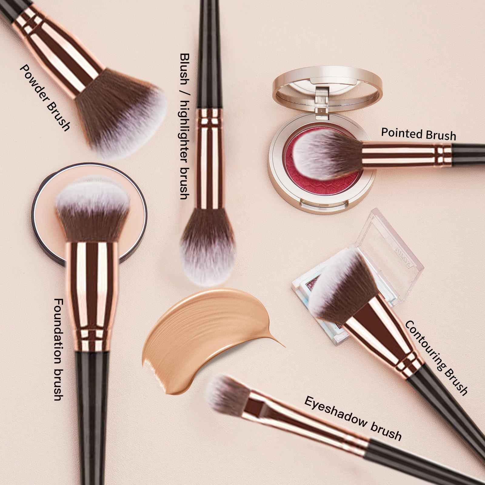 Synthetic Korean Brown Foundation Eye Makeup Brushes 7/10/15 Pcs Makeup Brush Set