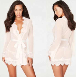 SFY118 Factory Direct Sale Good quality Chiffon Lace Robe Women's Sleepwear Plus size Transparent Women Sexy Lace Lingerie