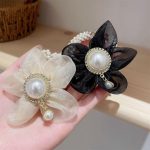 Women Hair Rope Pearl Crystal Elastic Hair Ties Flower Fabric Scrunchies Hair Band