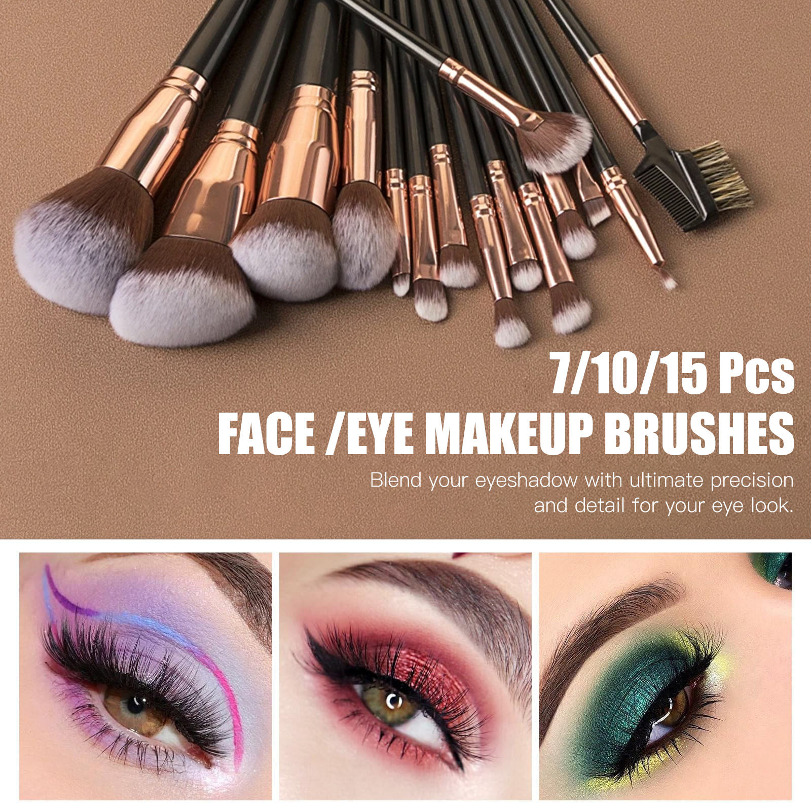 Synthetic Korean Brown Foundation Eye Makeup Brushes 7/10/15 Pcs Makeup Brush Set