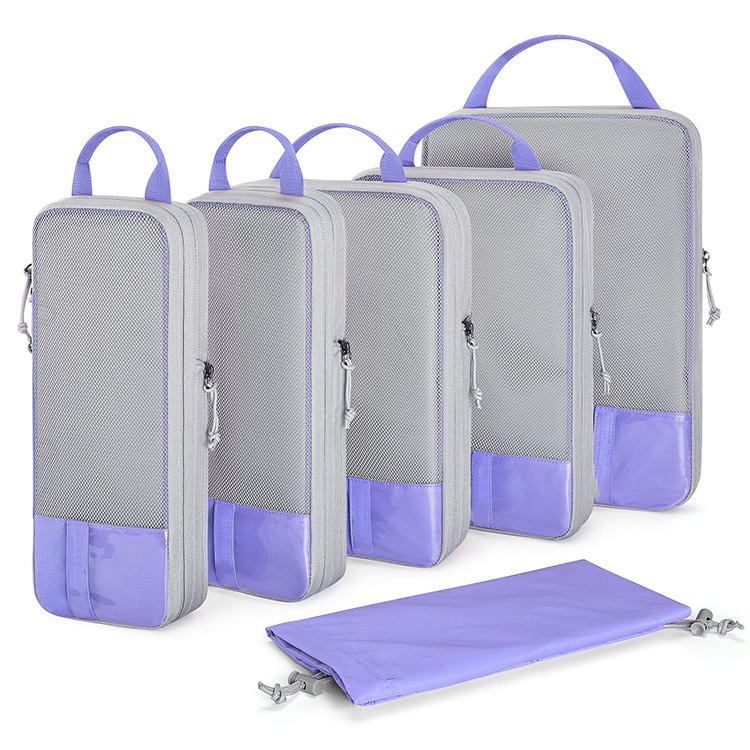 6 set compression suitcase luggage organizer for travel expandable packing cube storage pouch