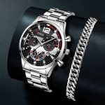 Men Stainless Steel Quartz Wristwatch Calendar Luminous Clock Men Business Casual Bracelet FD058