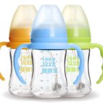 Borosilicate glass feeding baby bottles with Cute Design