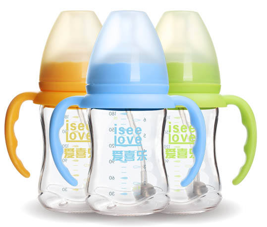 Borosilicate glass feeding baby bottles with Cute Design