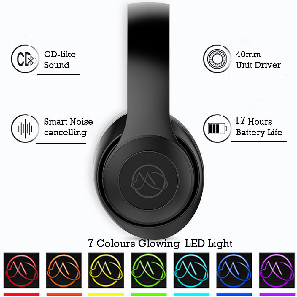 BH10 Amazon Hot Selling Computer Accessories Phone Type C Wireless Bluetooth Headphones Headset Noise Cancelling RGB Light Logo