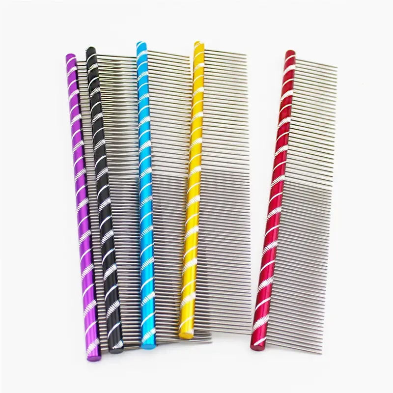 Multi Color Stainless Steel Metal Dog Grooming Comb Pet Cat Detangles and Smooths Fur Comb Brush