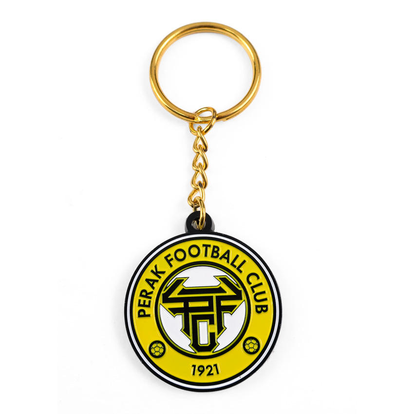 metal engraved football round type metal keychain