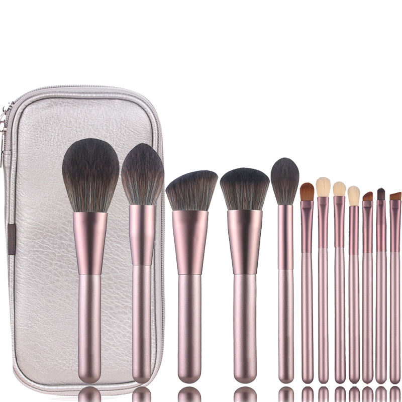 Professional 12 Pcs Makeup Brush Set With Storage Bags Bucket Makeup Artists Brush Set Powder Blusher Brushes