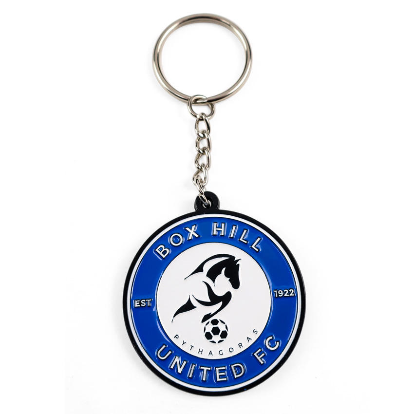 metal engraved football round type metal keychain