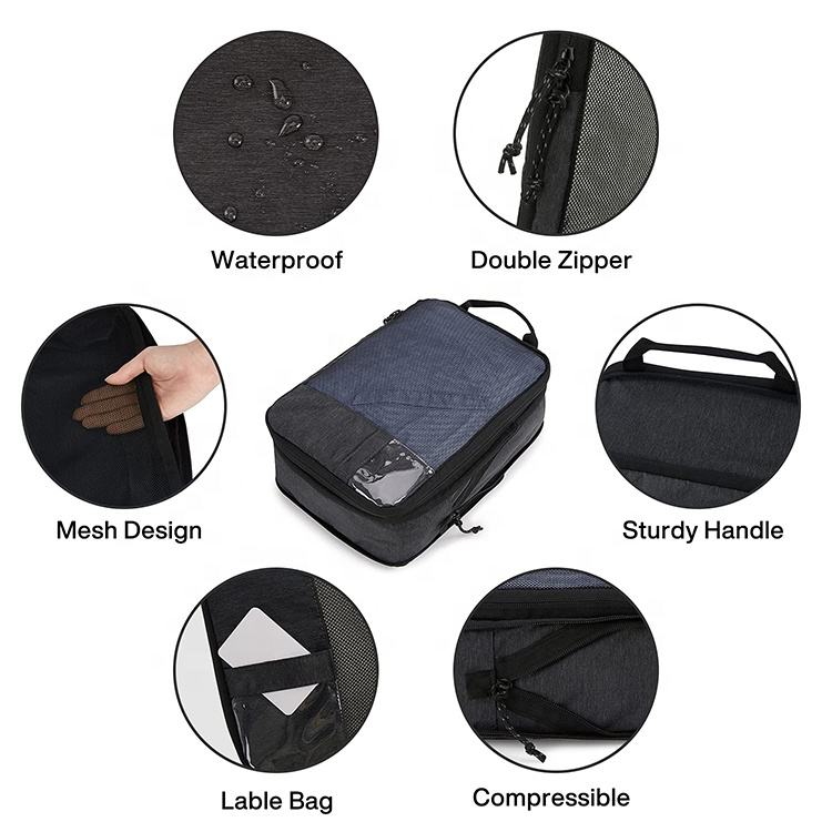 6 set compression suitcase luggage organizer for travel expandable packing cube storage pouch