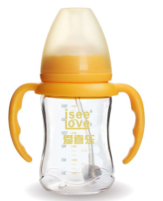 Borosilicate glass feeding baby bottles with Cute Design