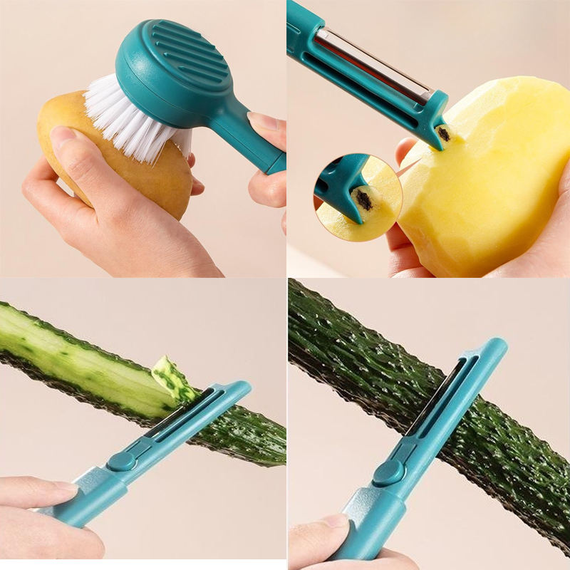 Vegetable and Fruit Cleaning Brush fruit parer kitchen plastic pot dish brush