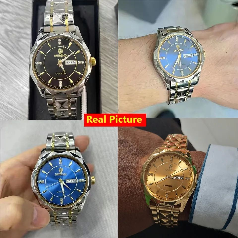 Waterproof Stainless Steel Golden Male Wristwatches Watch For Men Relogio Masculino