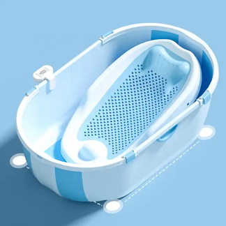 Baby bath tub set foldable with temperature collapsible kids baby bathtub