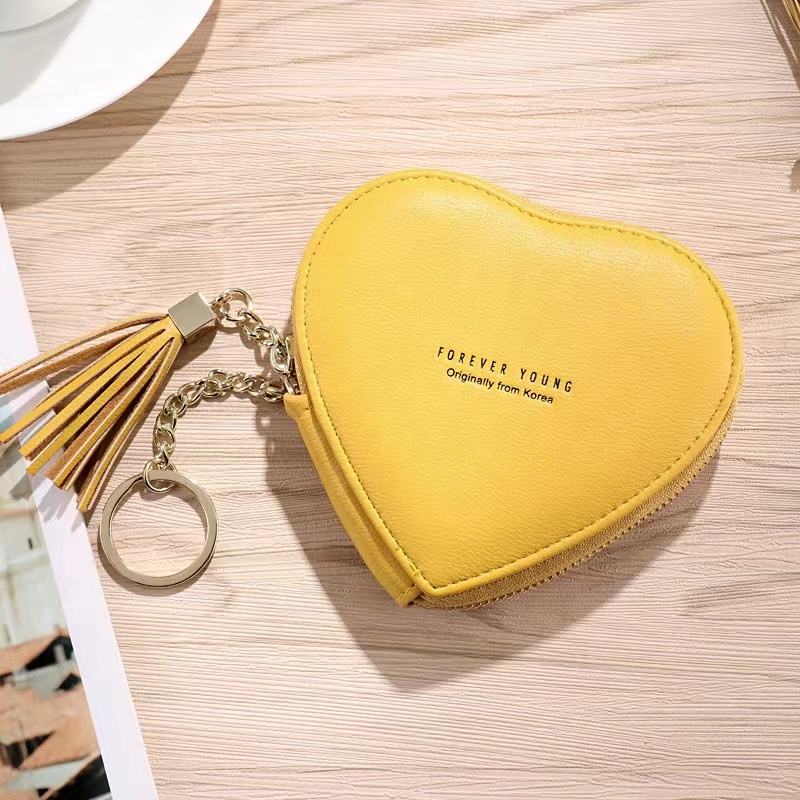 Leather keychain wallets cute heart-shaped coin bag women's coin purse