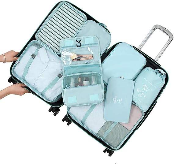 Packing Cubes 8 Set Packing Cubes Luggage Packing Organizers Travel Bag Suitcase Organizer with Shoe Bag