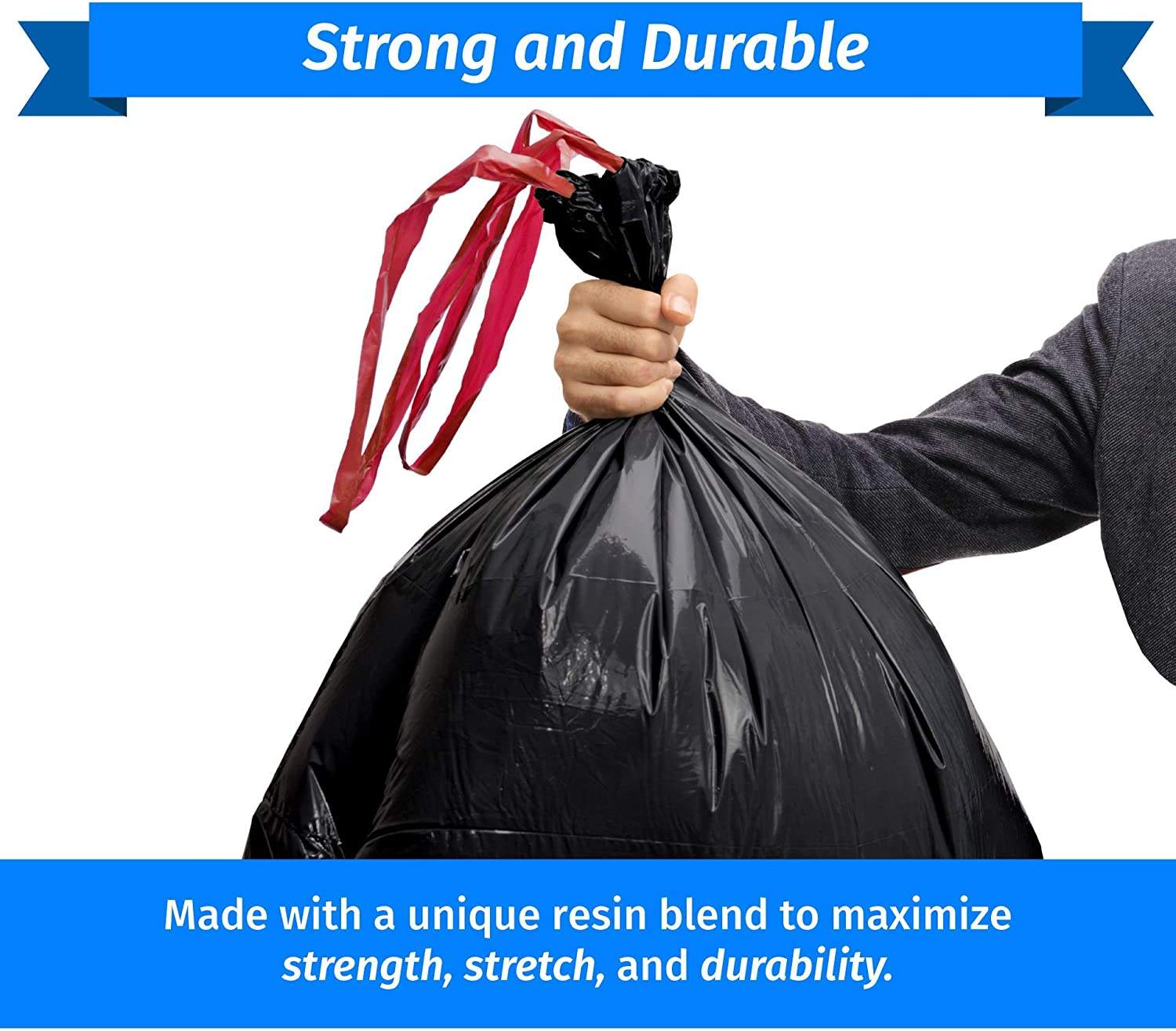 Large 39 Gallon Heavy Duty Drawstring Trash Bags 120 Liters Drawstring Garbage Bags Black