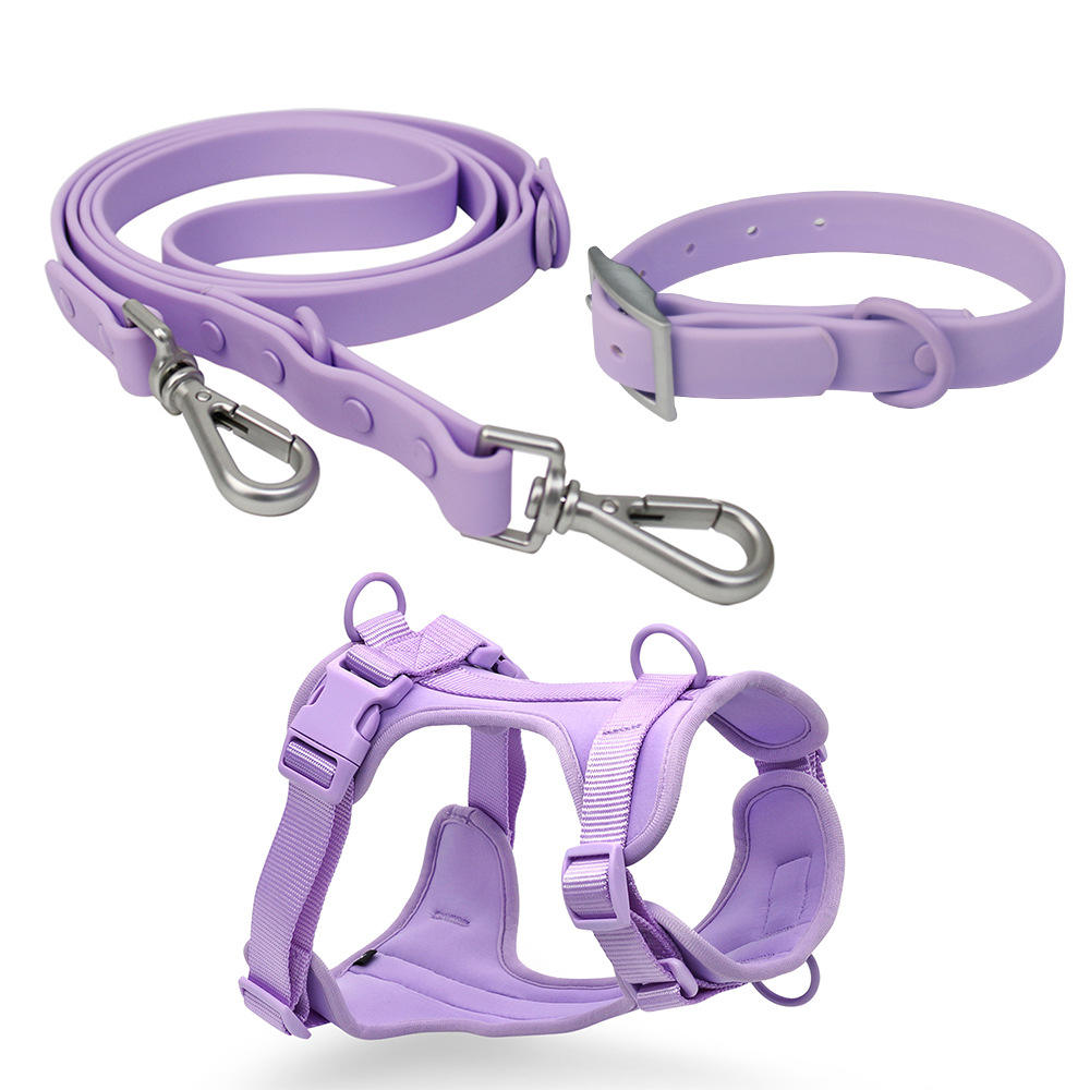 Soft Waterproof PVC Coated Webbing Dog Collar Dog Leash for Small Medium Large Dogs