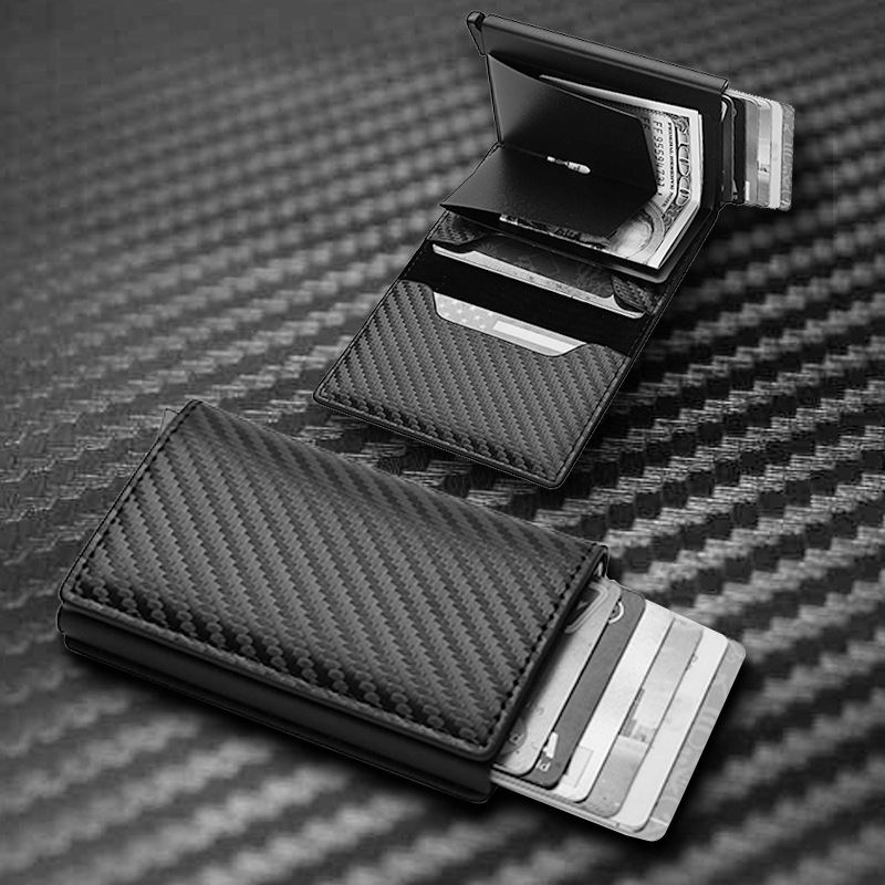 Carbon Fiber Wallet Fashion Men Short Leather Wallets Slim Money Bag Coin Purse Credit Card Holder Wallet