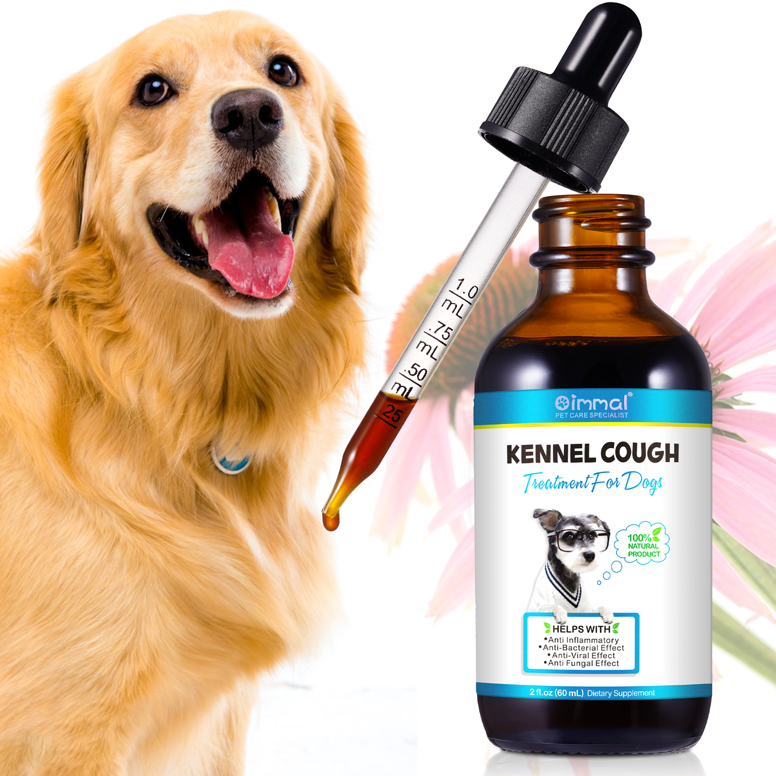 Dogs Health Allergy Relief Immune Supplement for Dry and Wet Cough Wheezing Treatment Dropper