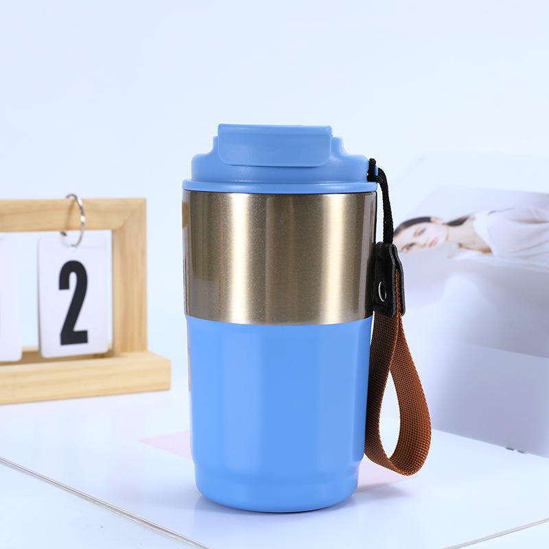 Outdoor fashion Portable stainless steel double wall thermo mug coffee with Rope