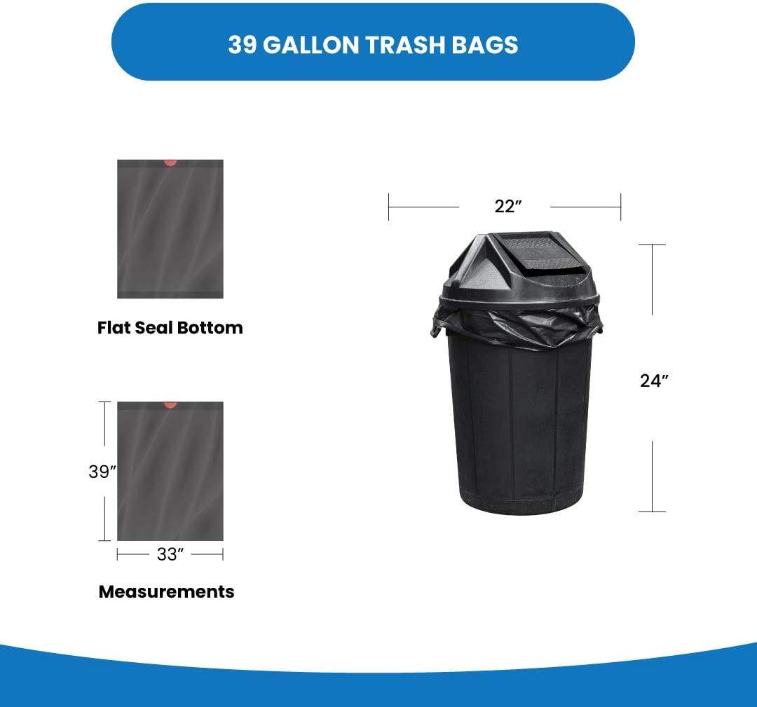 Large 39 Gallon Heavy Duty Drawstring Trash Bags 120 Liters Drawstring Garbage Bags Black