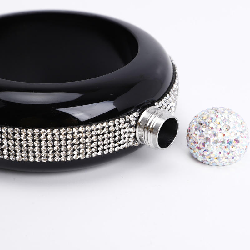 Stainless Steel Bracelet Bangle Hip Flask with Handmade Crystal for Women Girls Dance Birthday Party Club