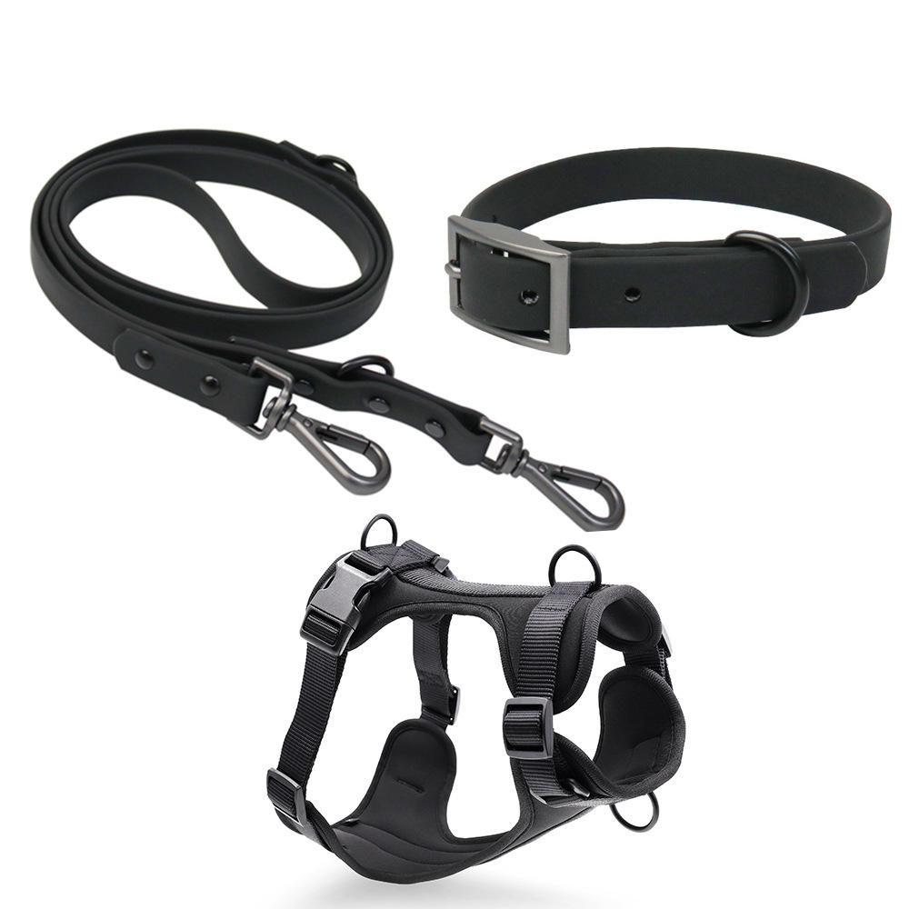 Soft Waterproof PVC Coated Webbing Dog Collar Dog Leash for Small Medium Large Dogs