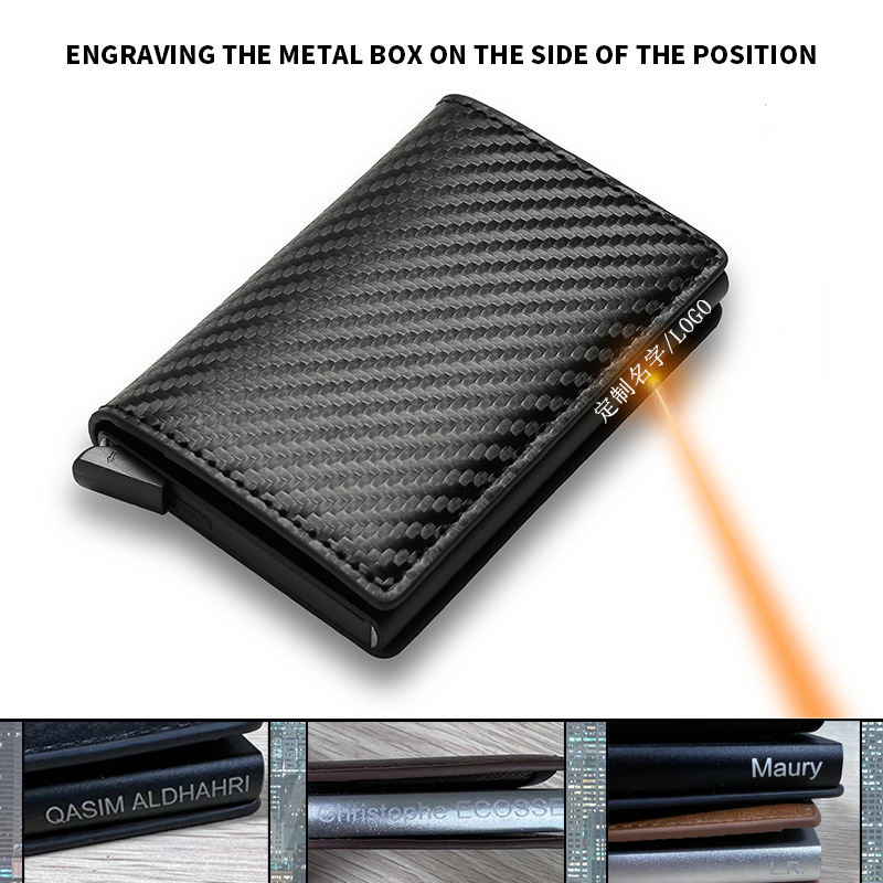 Carbon Fiber Wallet Fashion Men Short Leather Wallets Slim Money Bag Coin Purse Credit Card Holder Wallet