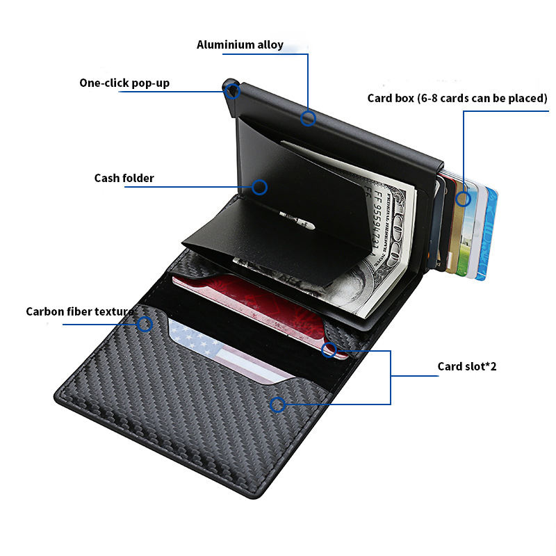 Carbon Fiber Wallet Fashion Men Short Leather Wallets Slim Money Bag Coin Purse Credit Card Holder Wallet