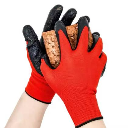 High Quality polyester Industrial construction latex coated garden Safety  work gloves