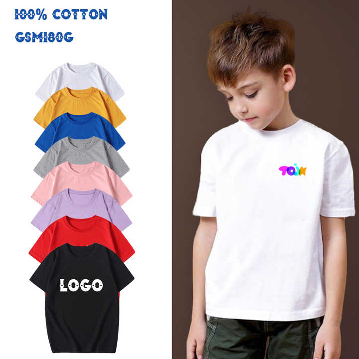 100% Cottonscreen print embroidery Logo Kids T Shirts For Boys And Girls