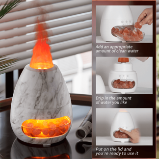 200ml Salt Stone Fire Flame Humidifier Aroma Diffuser Air Essential Oil Ultrasonic Humidifier