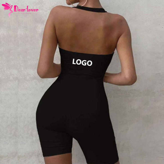 Women Solid Halter Sport Active Wear Gym Workout Romper Bodycon Activewear One Piece Yoga Jumpsuit